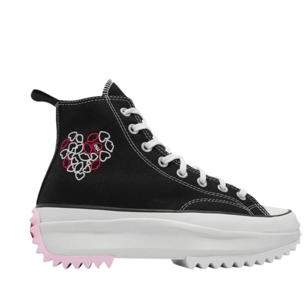 CONVERSE RUN STAR HIKE HI Black-University Red Heart Accents Women’s US Size 8.5